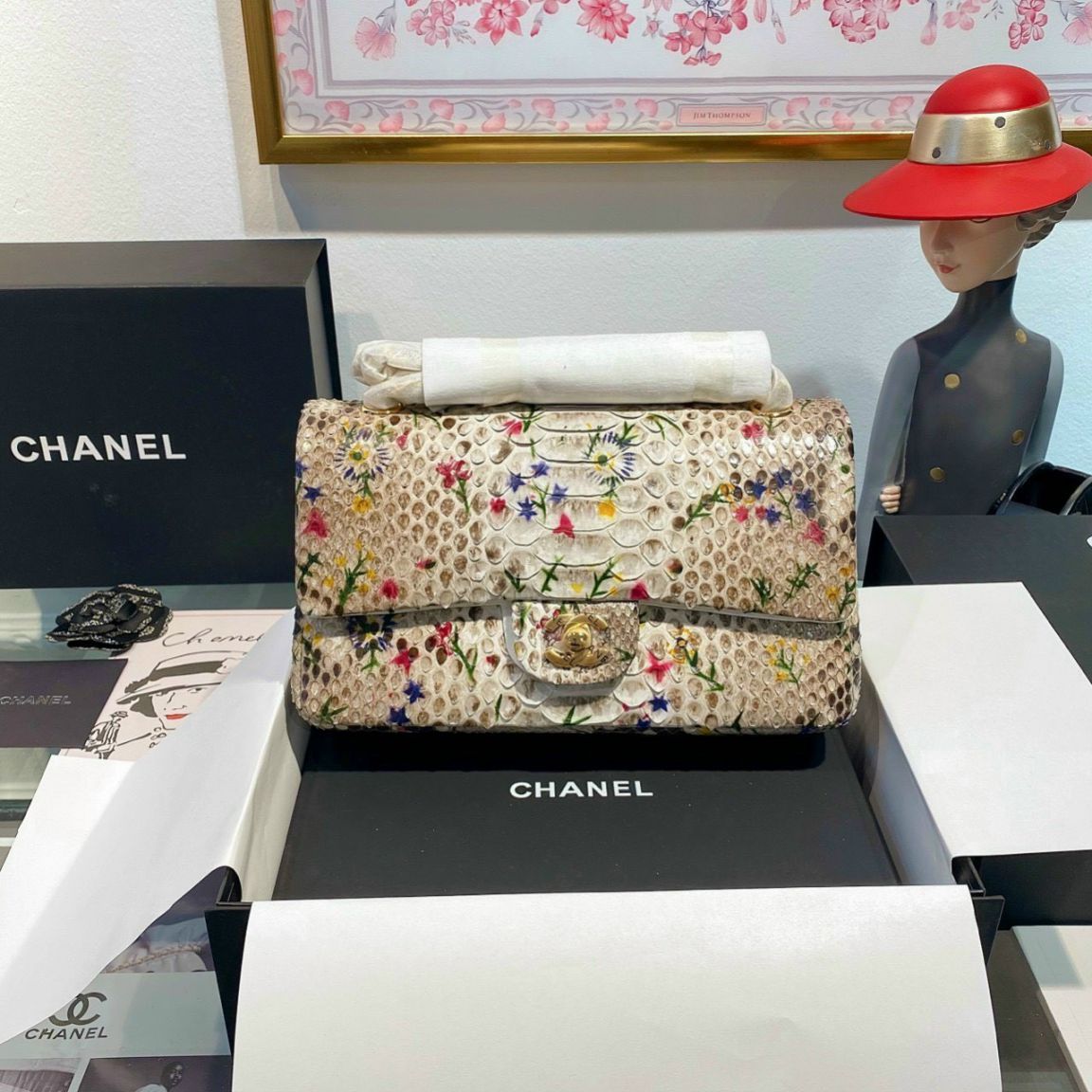 Túi Xách Chanel Classic Mãng Xà – Họa tiết hoa
