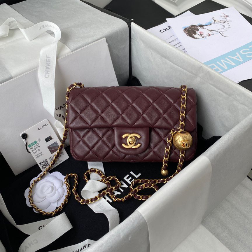 Túi Xách Chanel Pearl Crush – Đỏ Mận