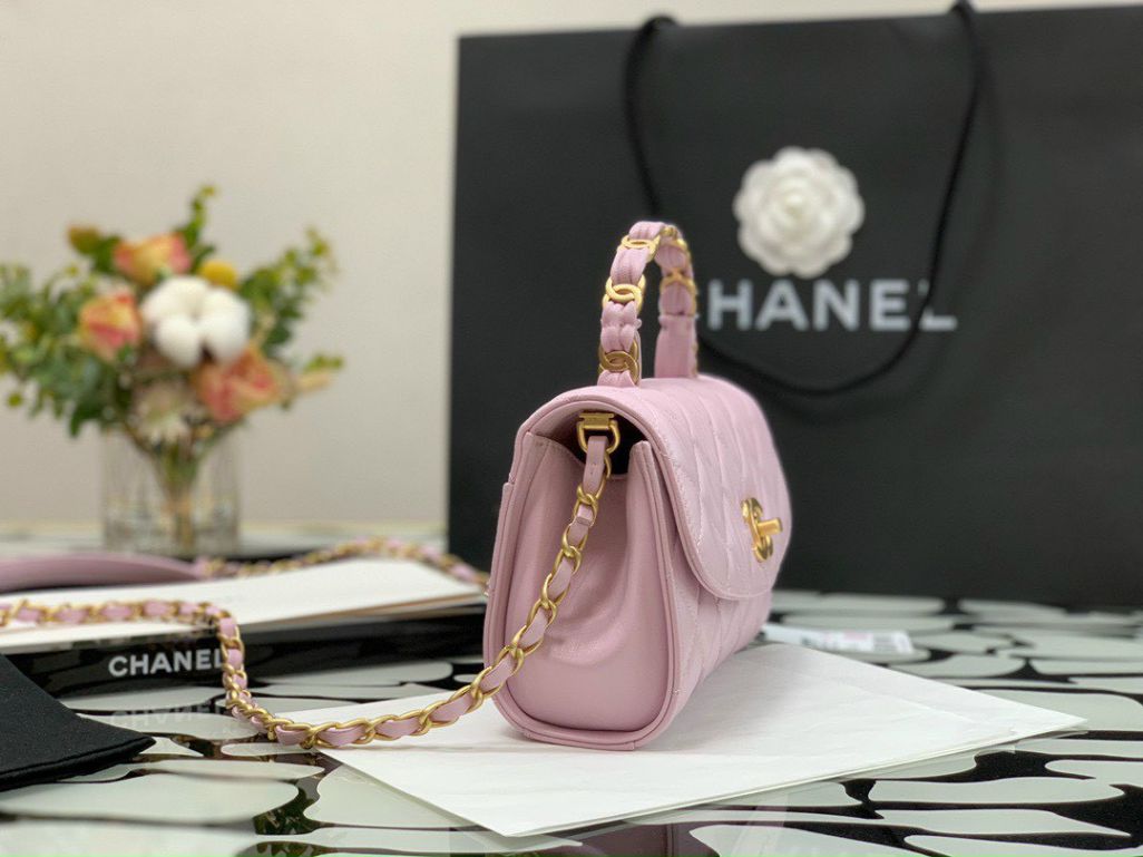 Chanel Small Flap Bag With Top Handle – Hồng