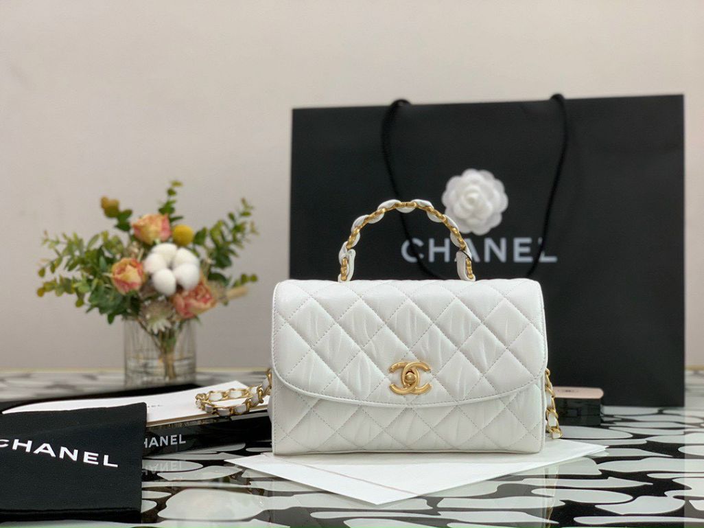 Chanel Small Flap Bag With Top Handle – Trắng