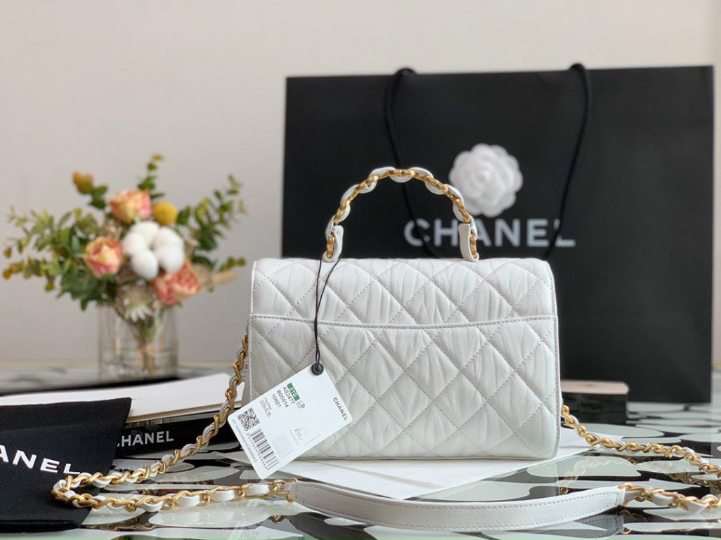 Chanel Small Flap Bag With Top Handle – Trắng