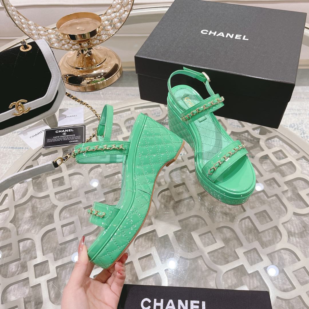 Giày Sandal Cao Gót Đế Xuồng Chanel