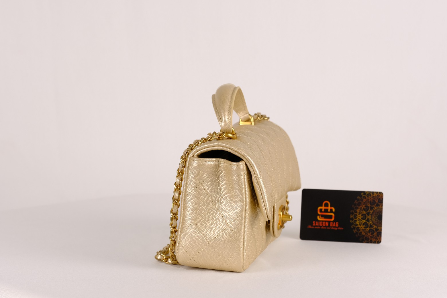 Túi Xách Chanel Handle Mini Gold Metalic