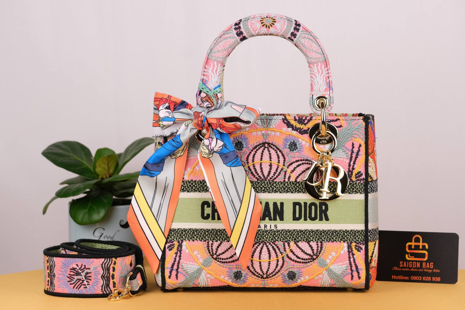 Túi Xách Dior Medium Lady D-Lite Bag - Cam