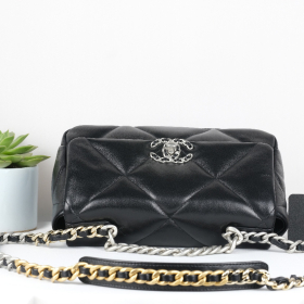 Túi Xách Chanel 19 Flap Bag - Đen Khóa Bạc